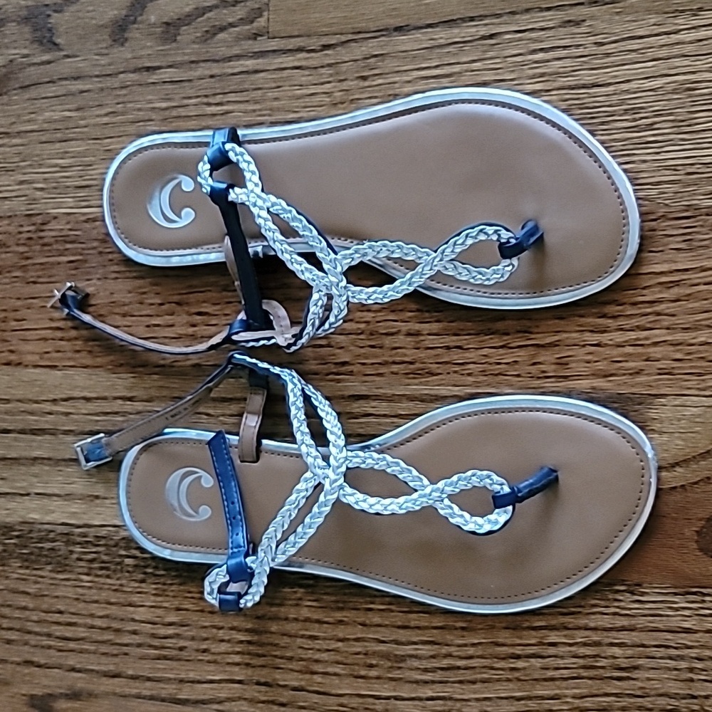 Navy and Silver Sandal